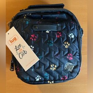 Lug Blue RFID Crossbody Bag with Colorful Paw Prints